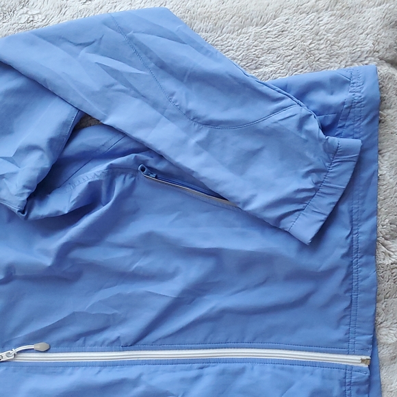 Adidas Baby Blue and White Light Weight Full Zipper Windbreaker Jacket Size L - Picture 2 of 7